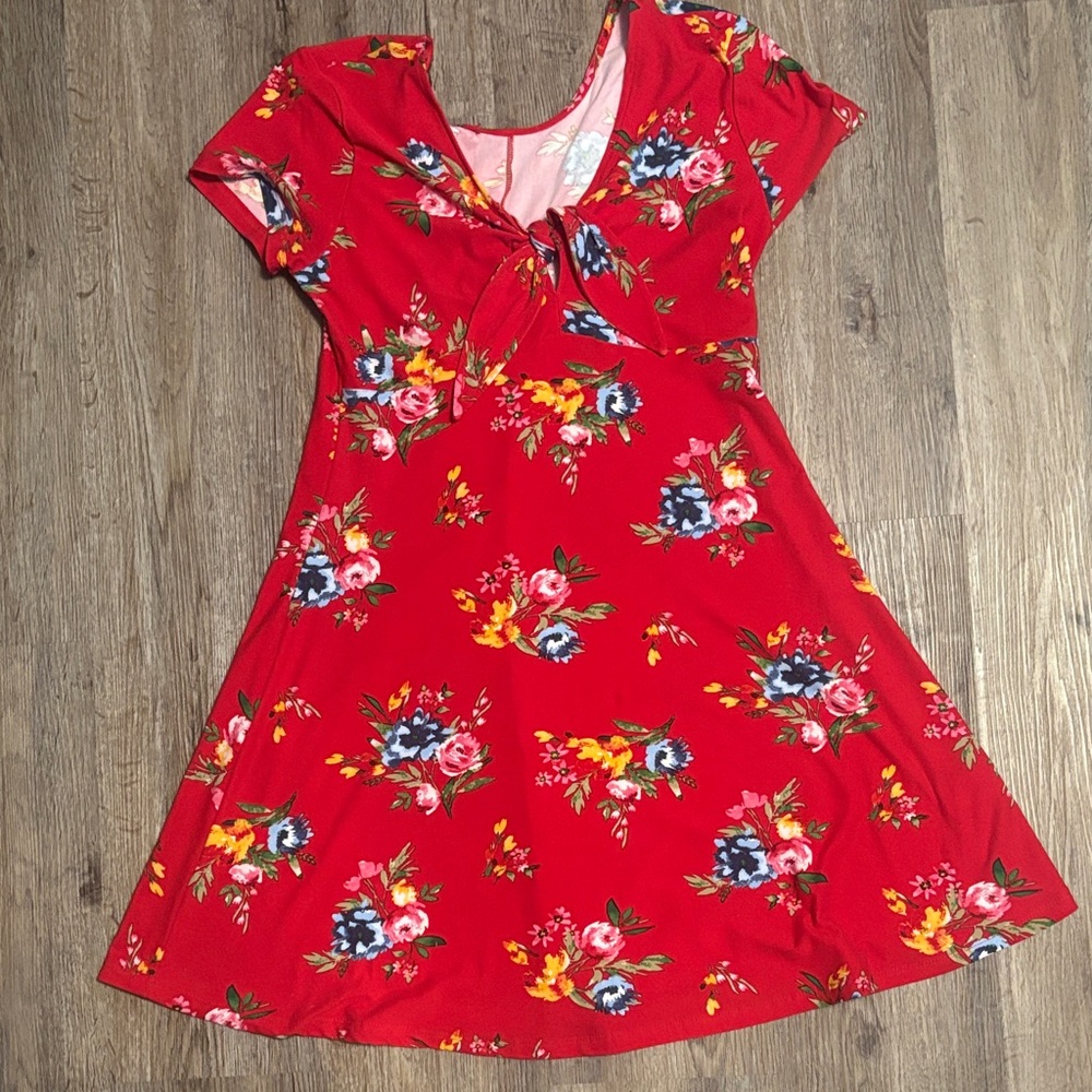 SHEIN Red Floral Mini Dress